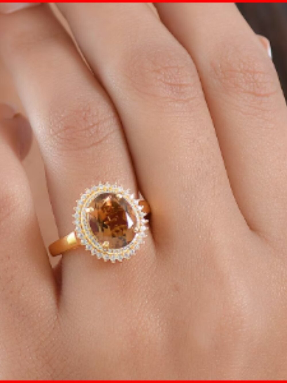 Autumn Alexite, White Zircon Ring in 18K YG Plated - Picture 3 of 4